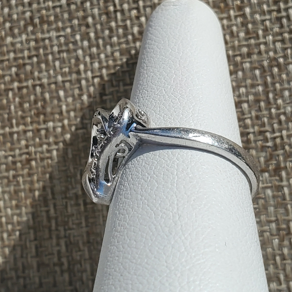 Sterling Diamond Heart Scrolled Ring - Picture 9 of 16